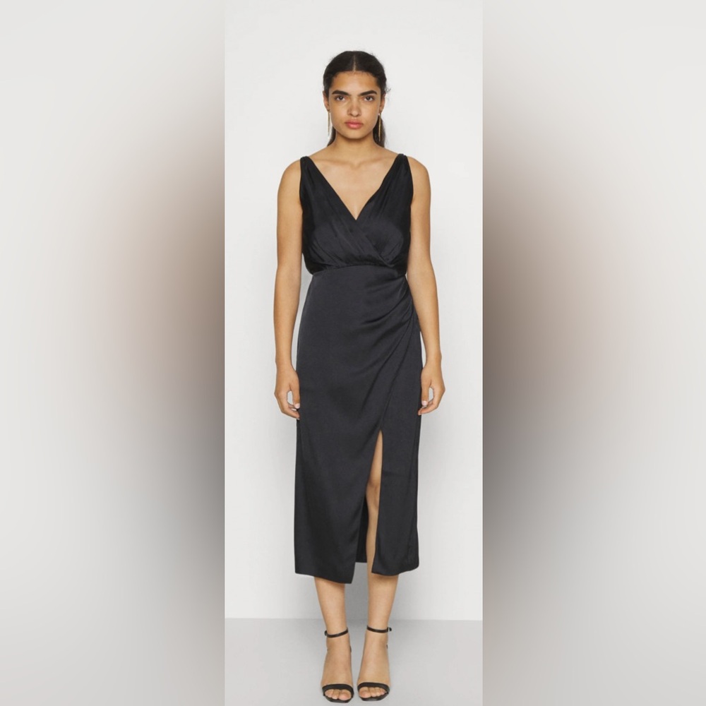 ABERCROMBIE & FITCH Women’s Black Satin Maxi Adjustable Straps Slip Dress Sz XLT